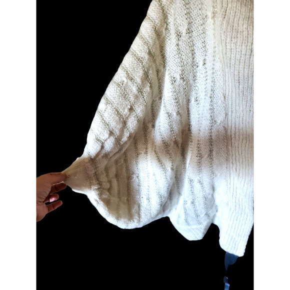 Twinkle by Wenlan Mohair Blend Ivory Open Front Batwing Sleeve Sweater M - Picture 2 of 5